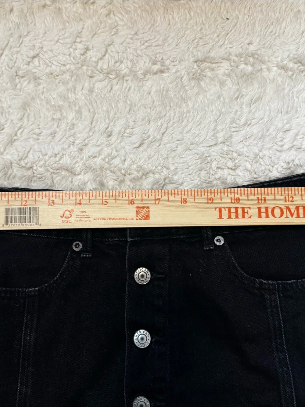 American Eagle Black Denim Button Front Mini Skirt High Rise A-Line Size 2 - Picture 3 of 6